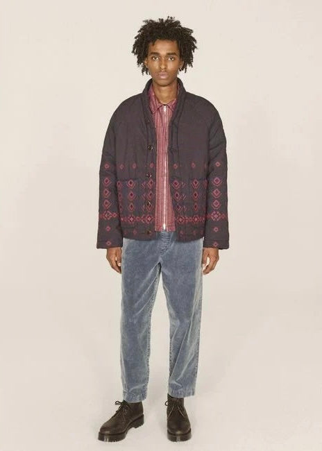 Erkin Quilted Cotton Jacket — BROWN / NAVY