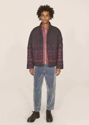 Erkin Quilted Cotton Jacket — BROWN / NAVY