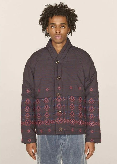 Erkin Quilted Cotton Jacket — BROWN / NAVY
