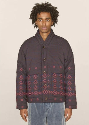Erkin Quilted Cotton Jacket — BROWN / NAVY