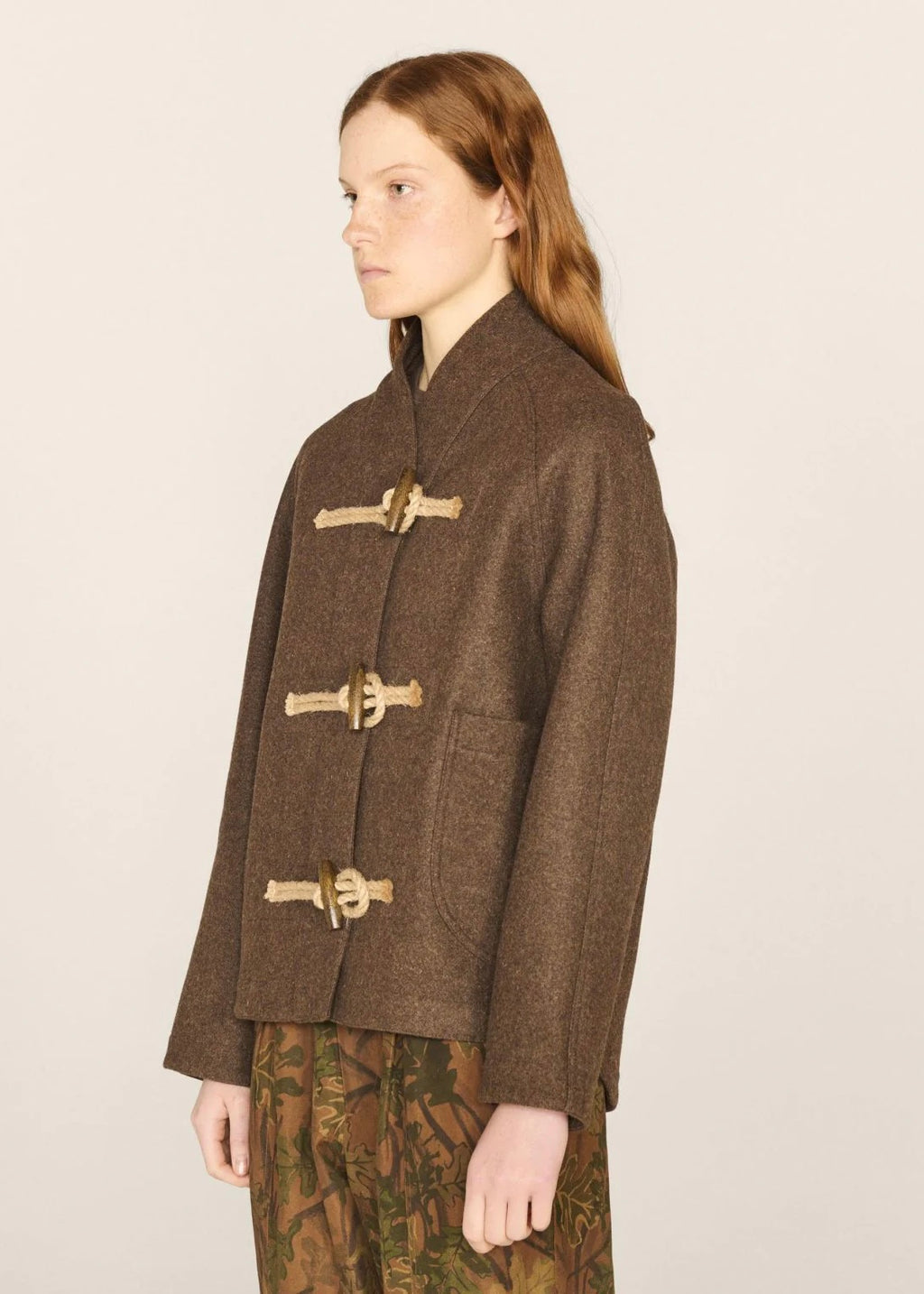 Erkin Melton Wool Duffle Jacket — BROWN