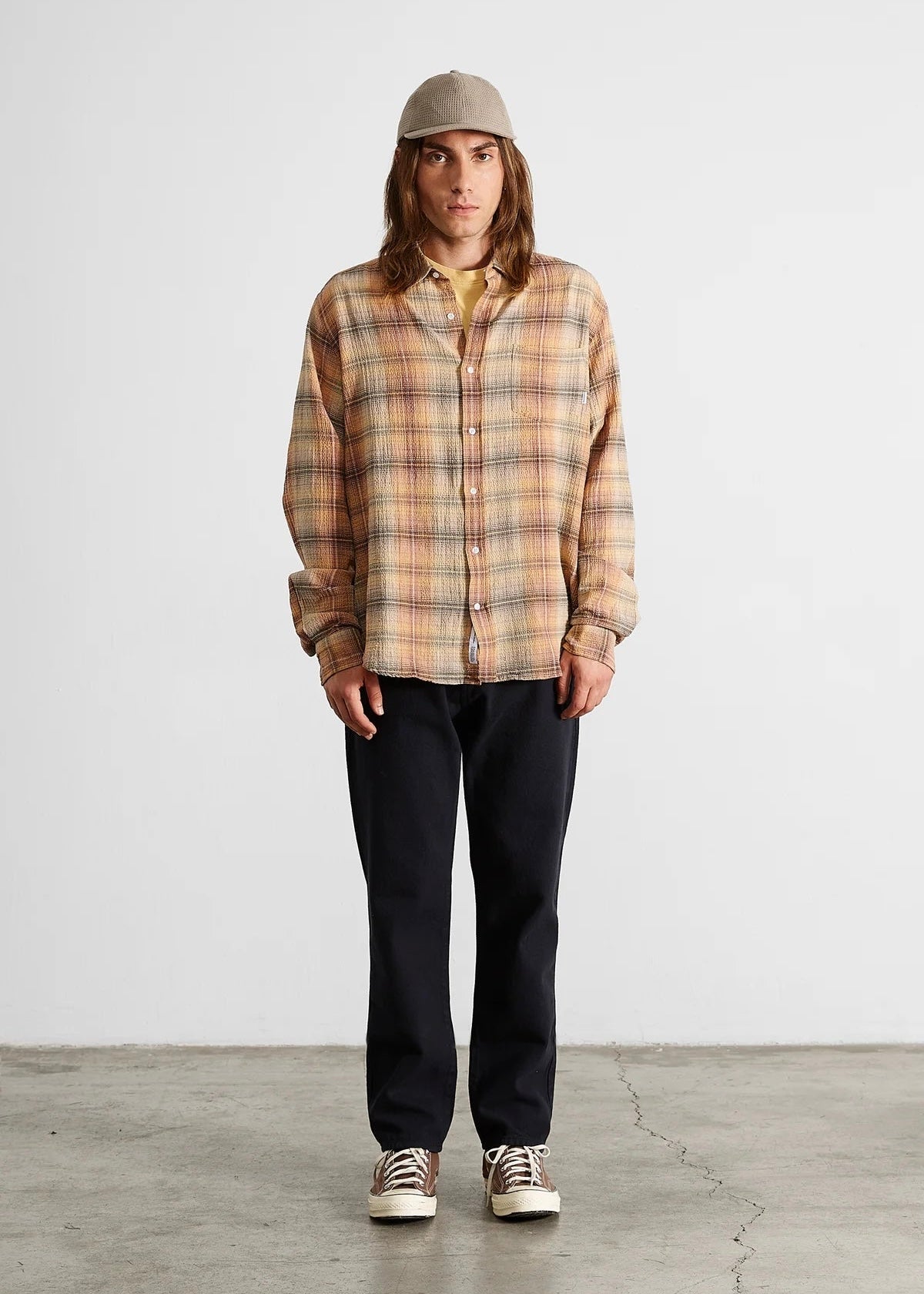 Orson Checkered Shirt — ORANGE