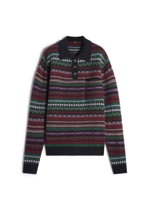 Slorn Norvegian Polo Collar Sweater - ANTHRA