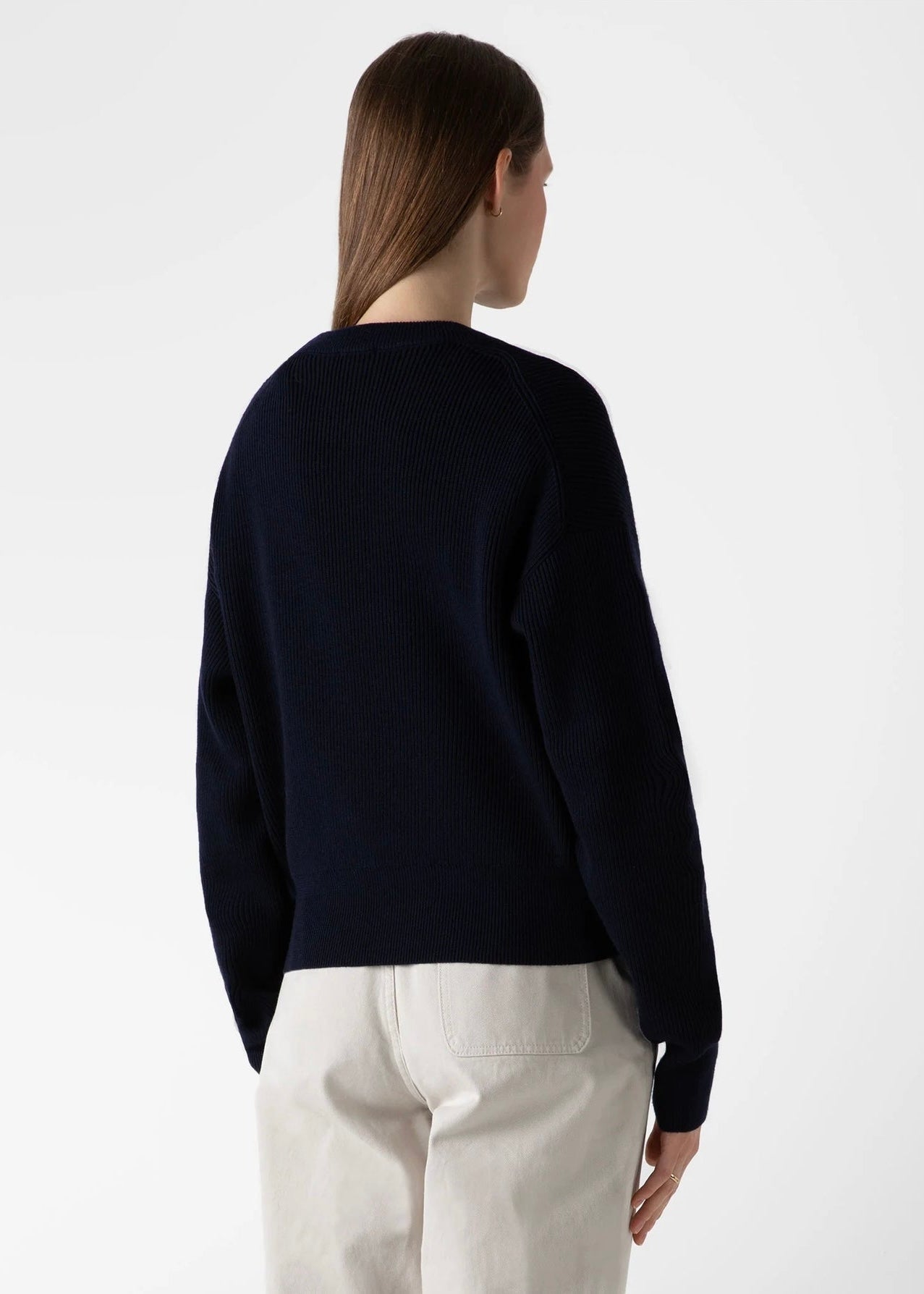 Ribbed Crew Neck Jumper — NAVY