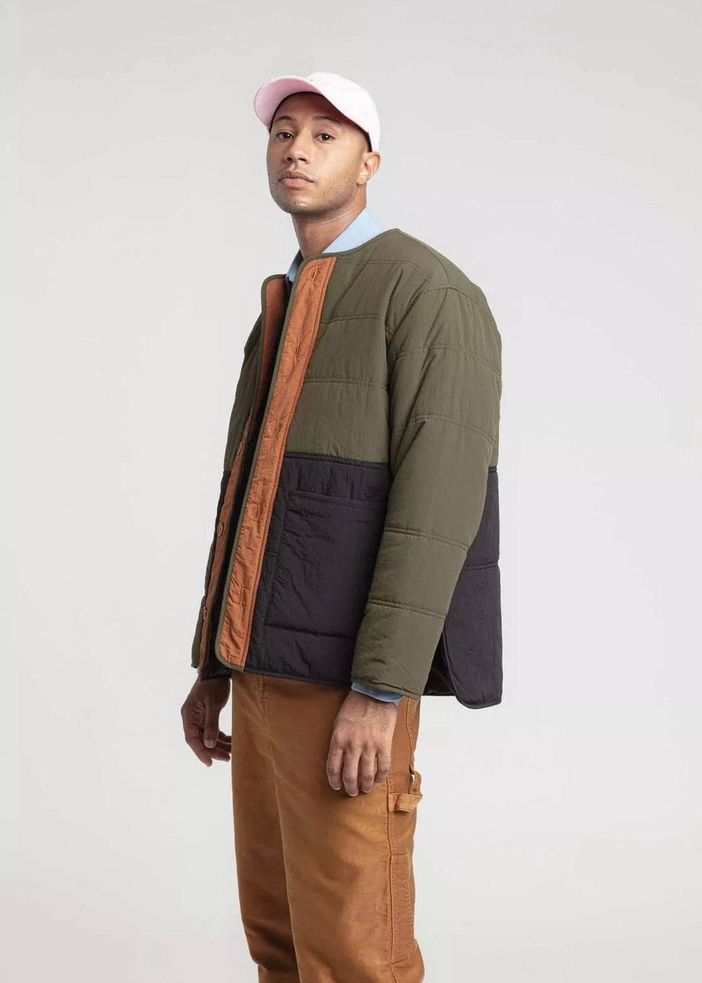 Mafe Tricolor Padded Jacket — GREEN / BLUE / COPPER