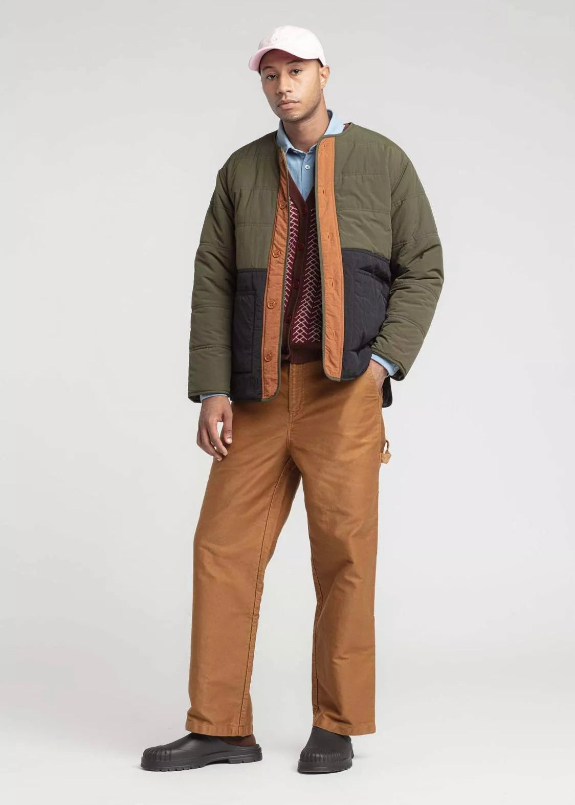 Mafe Tricolor Padded Jacket — GREEN / BLUE / COPPER