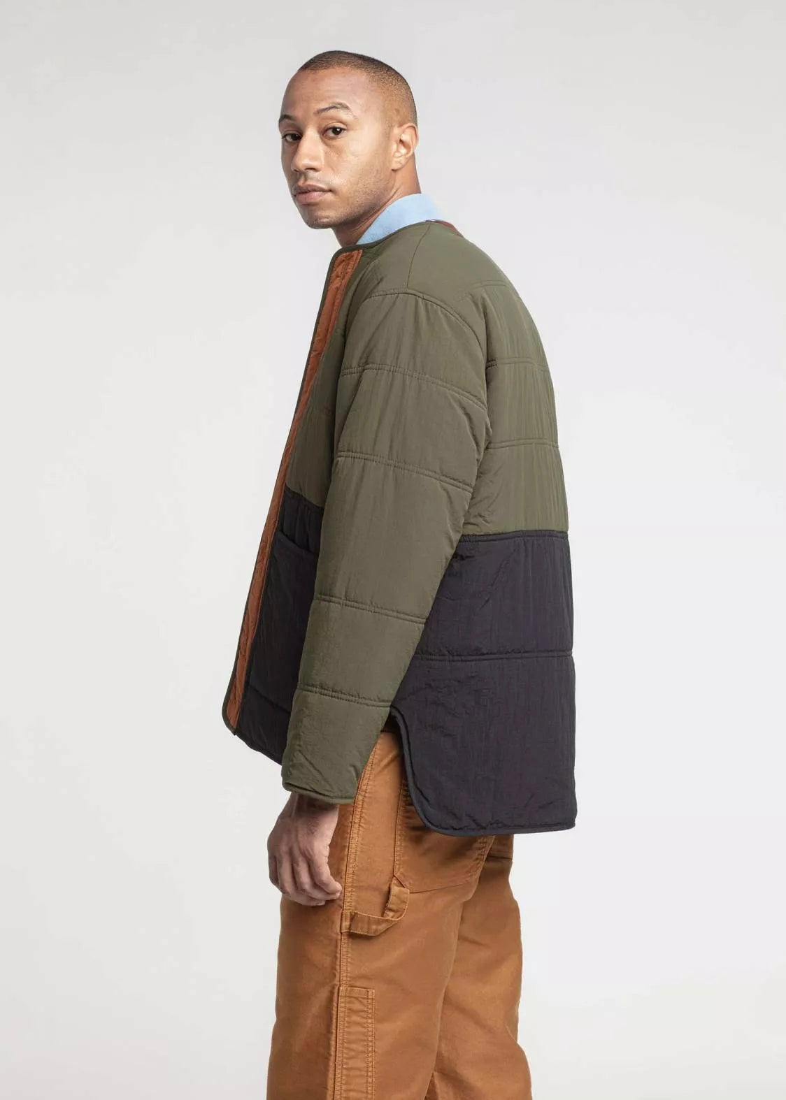 Mafe Tricolor Padded Jacket — GREEN / BLUE / COPPER