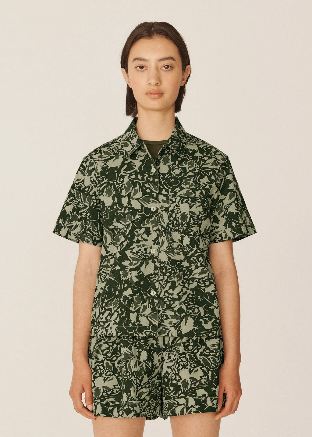Vegas Cotton Print Shirt — GREEN