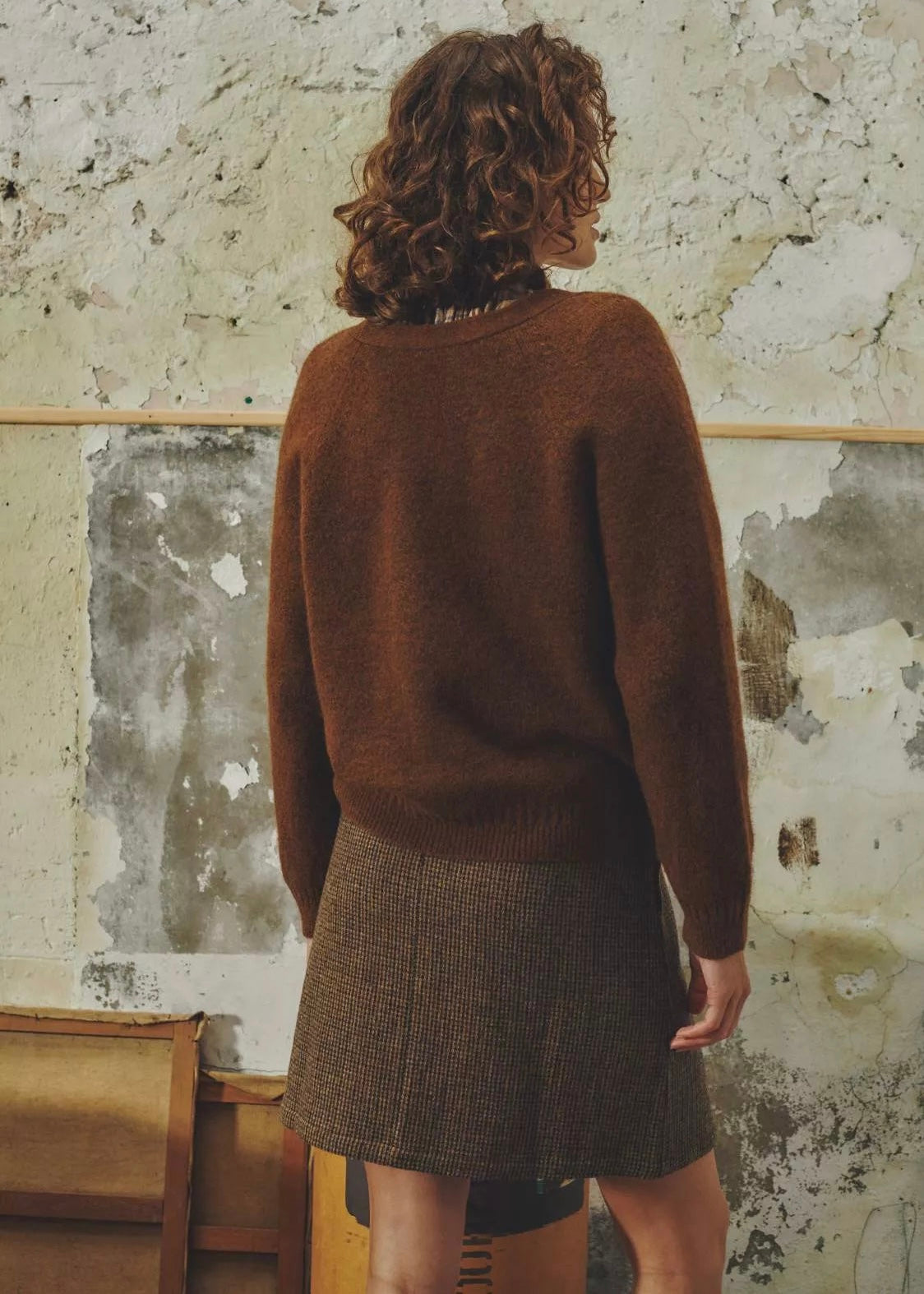 Gladia Jersey Cardigan — BROWN