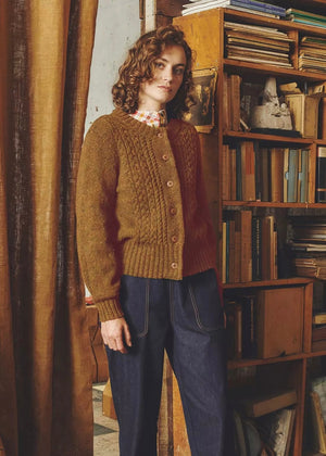 Gilma Cable Cardigan — BROWN