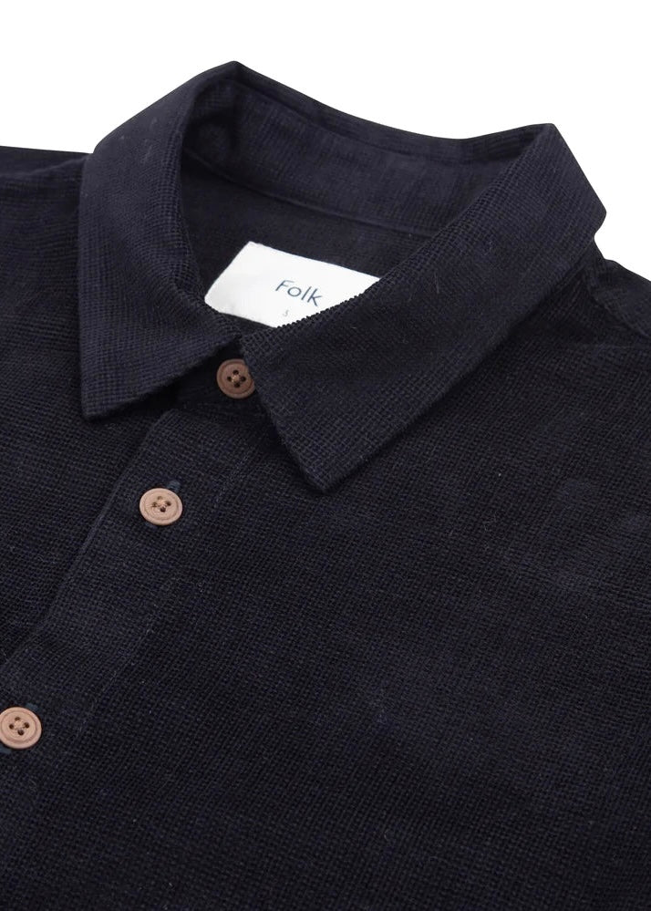 Relaxed Babycord Microcheck Shirt — BLACK