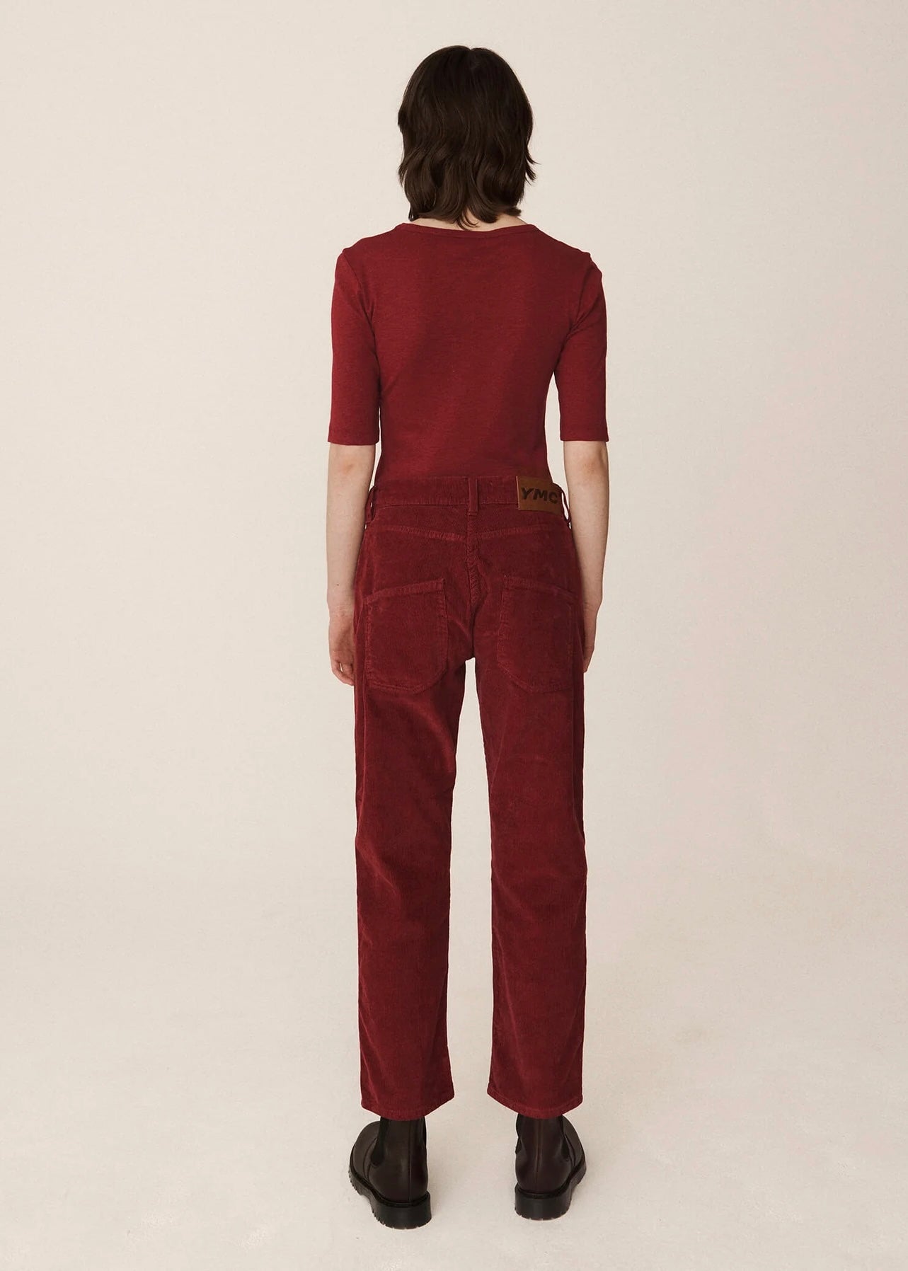 Geanie Cotton Jeans Pants — BURGUNDY
