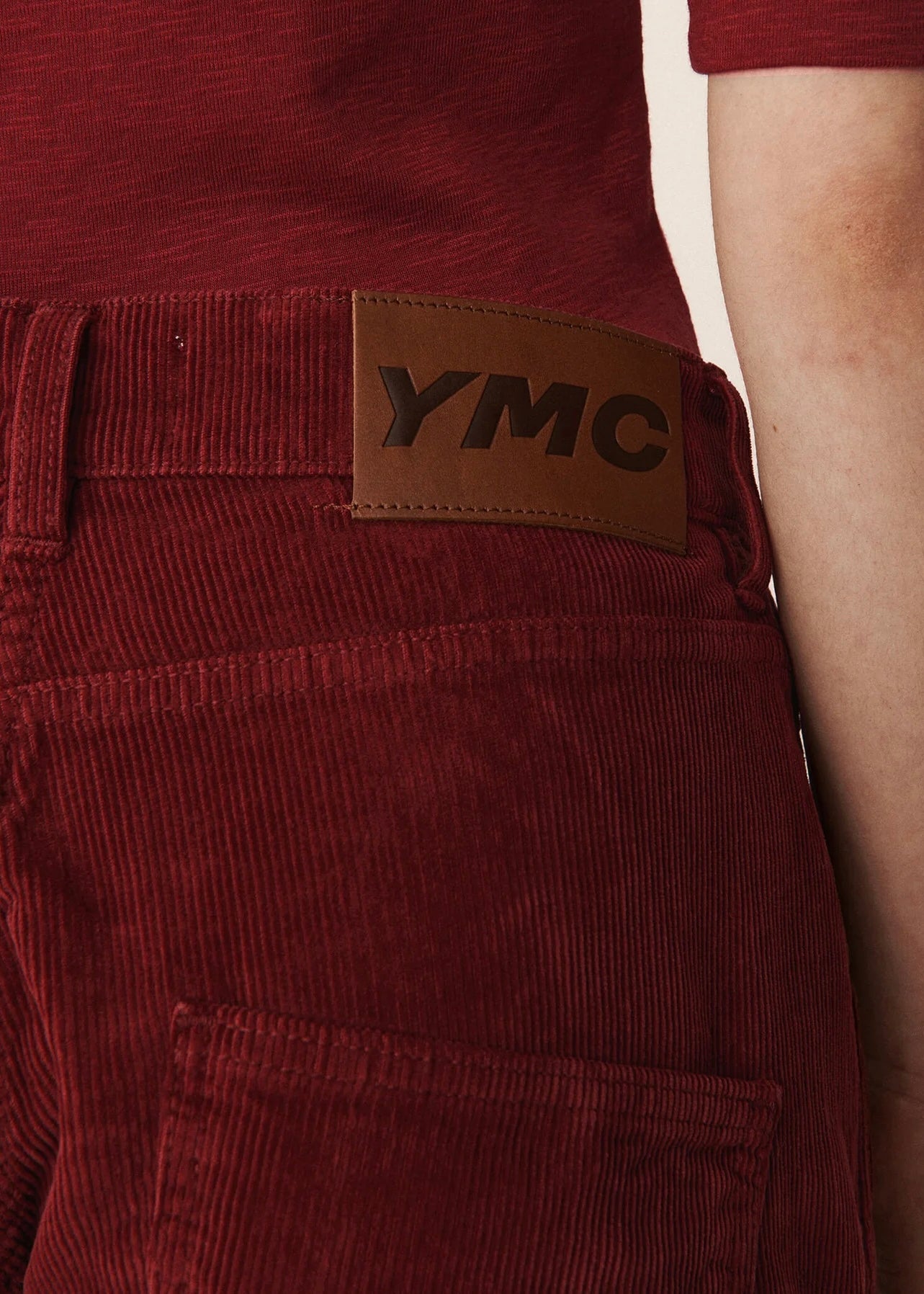 Geanie Cotton Jeans Pants — BURGUNDY