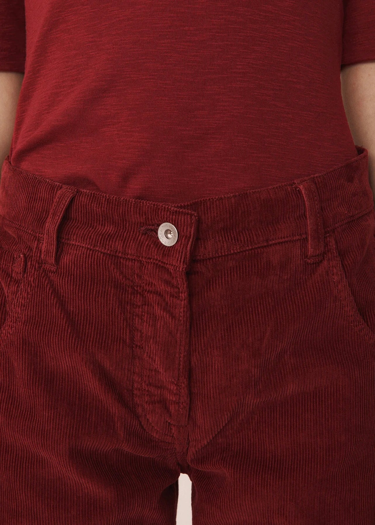 Geanie Cotton Jeans Pants — BURGUNDY