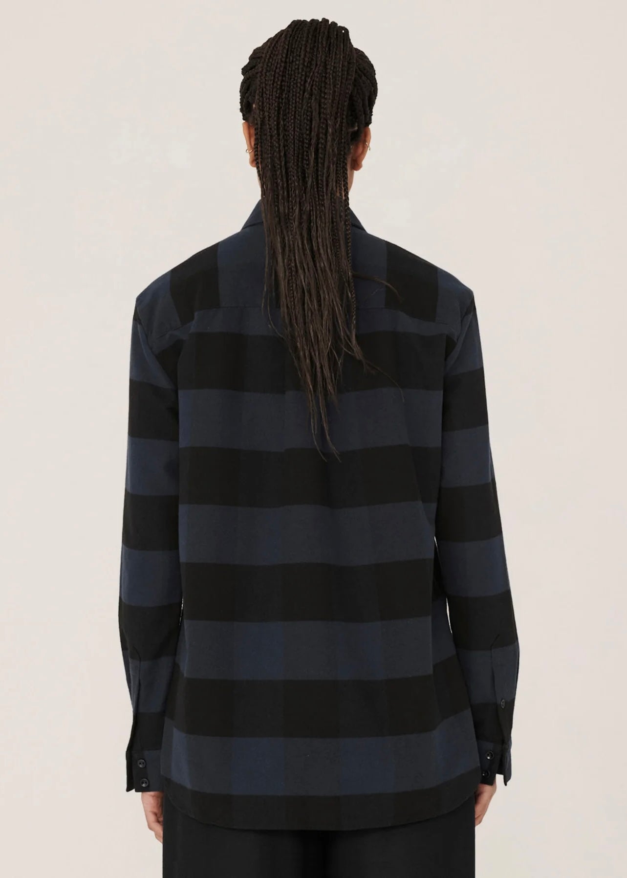 Work Cotton Stripe Shirt — NAVY / BLACK