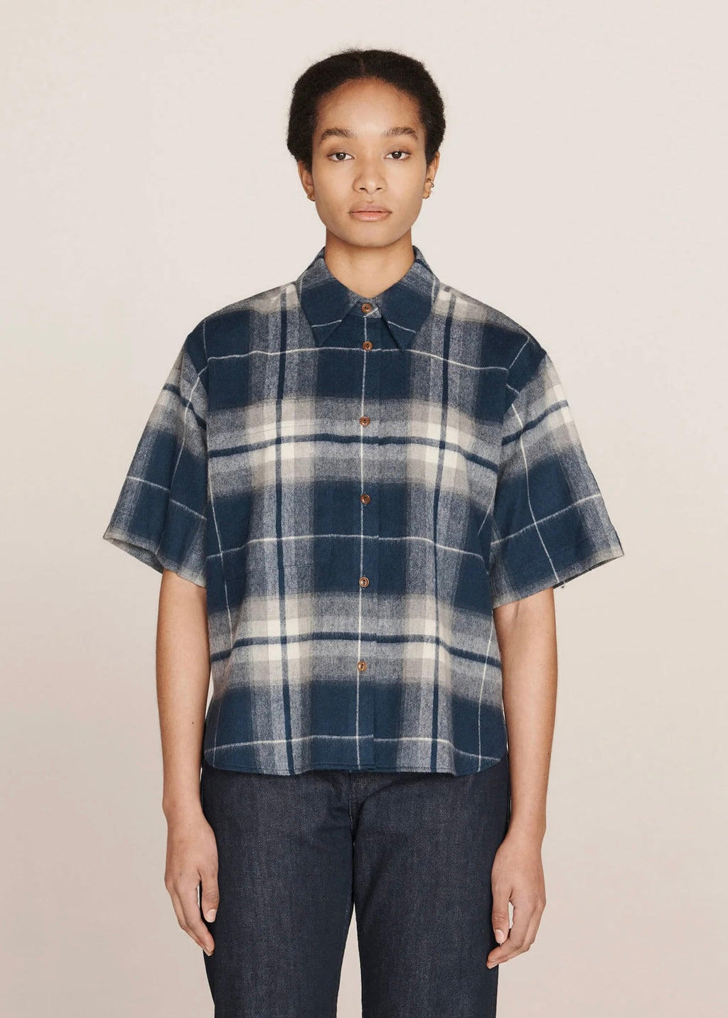 Eva Wool Check Shirt — BLUE MULTI