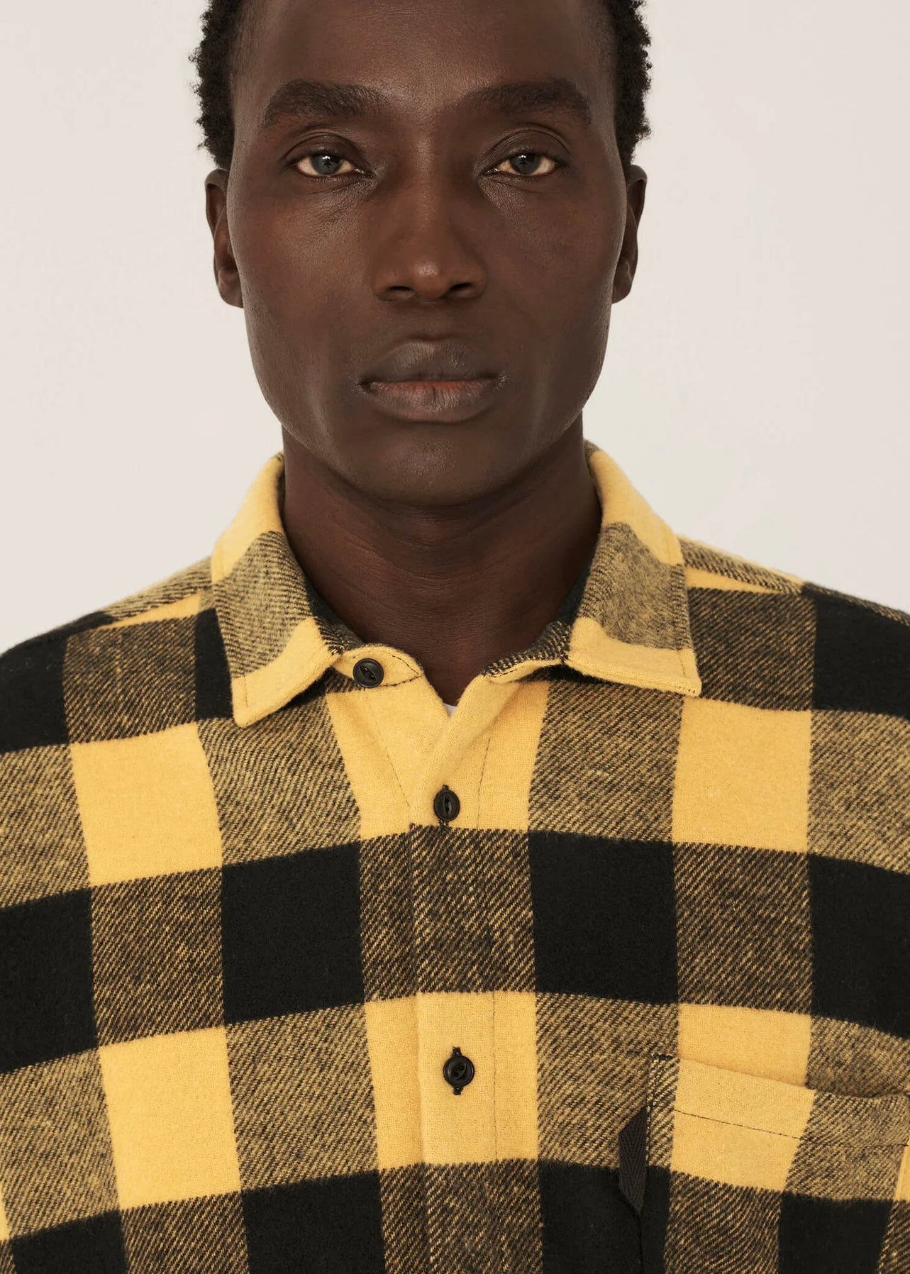 Curtis Wool Blend Check Shirt — YELLOW / BLACK
