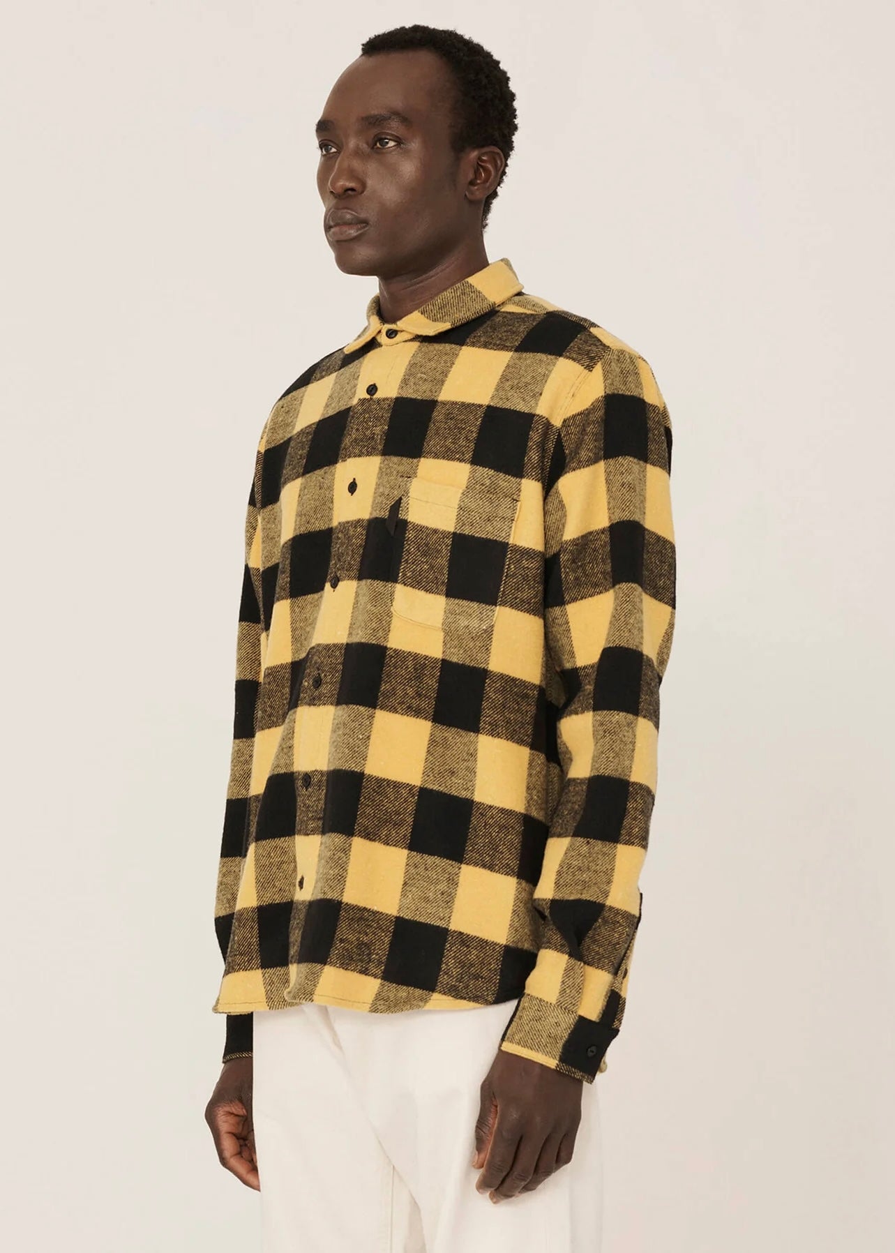 Curtis Wool Blend Check Shirt — YELLOW / BLACK