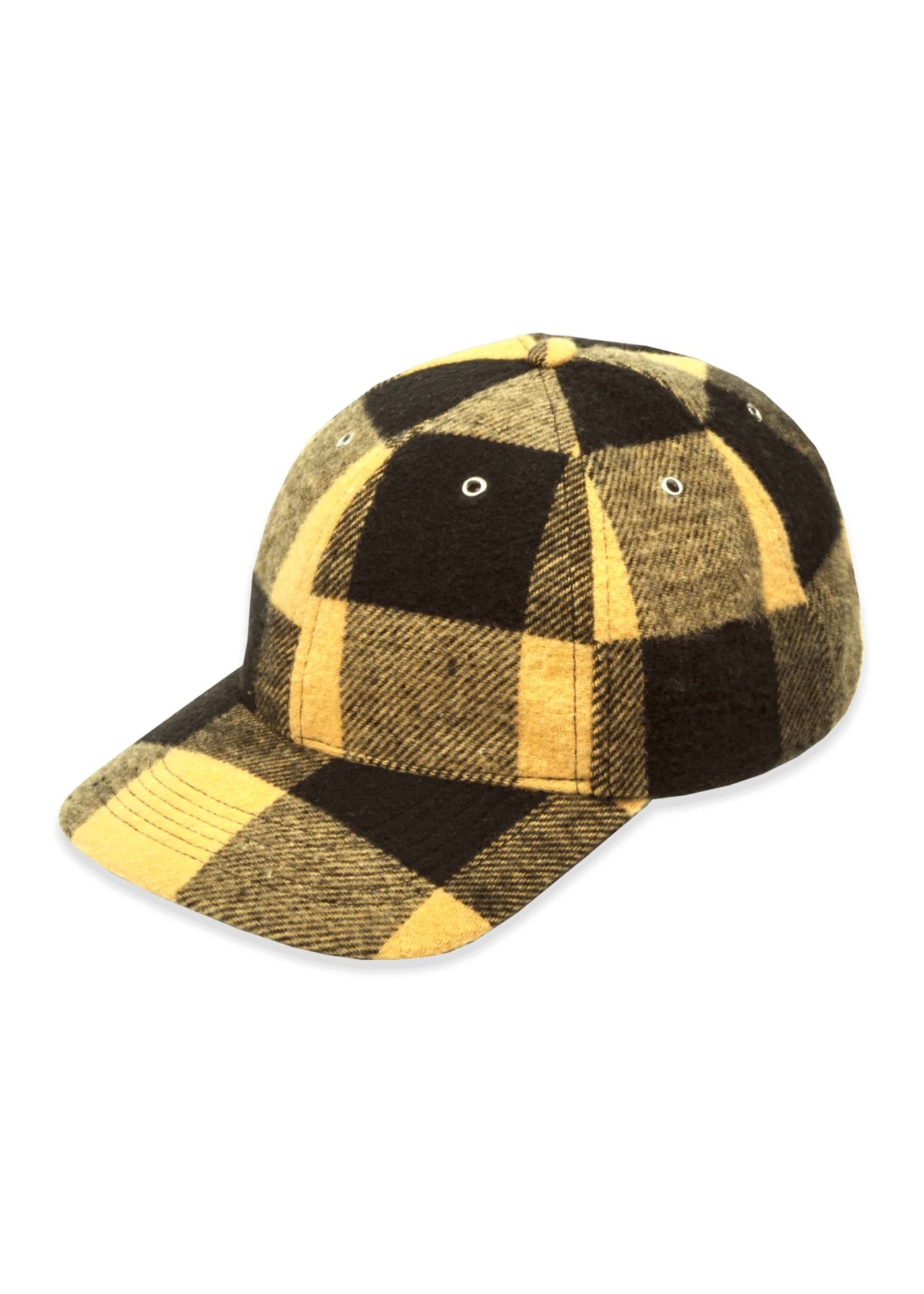 Wool Blend Check Baseball Cap — YELLOW / BLACK