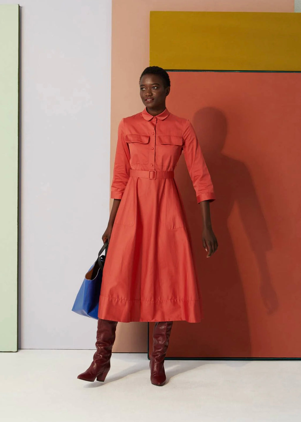 Robbie Patch Pocket Dress — CORAL