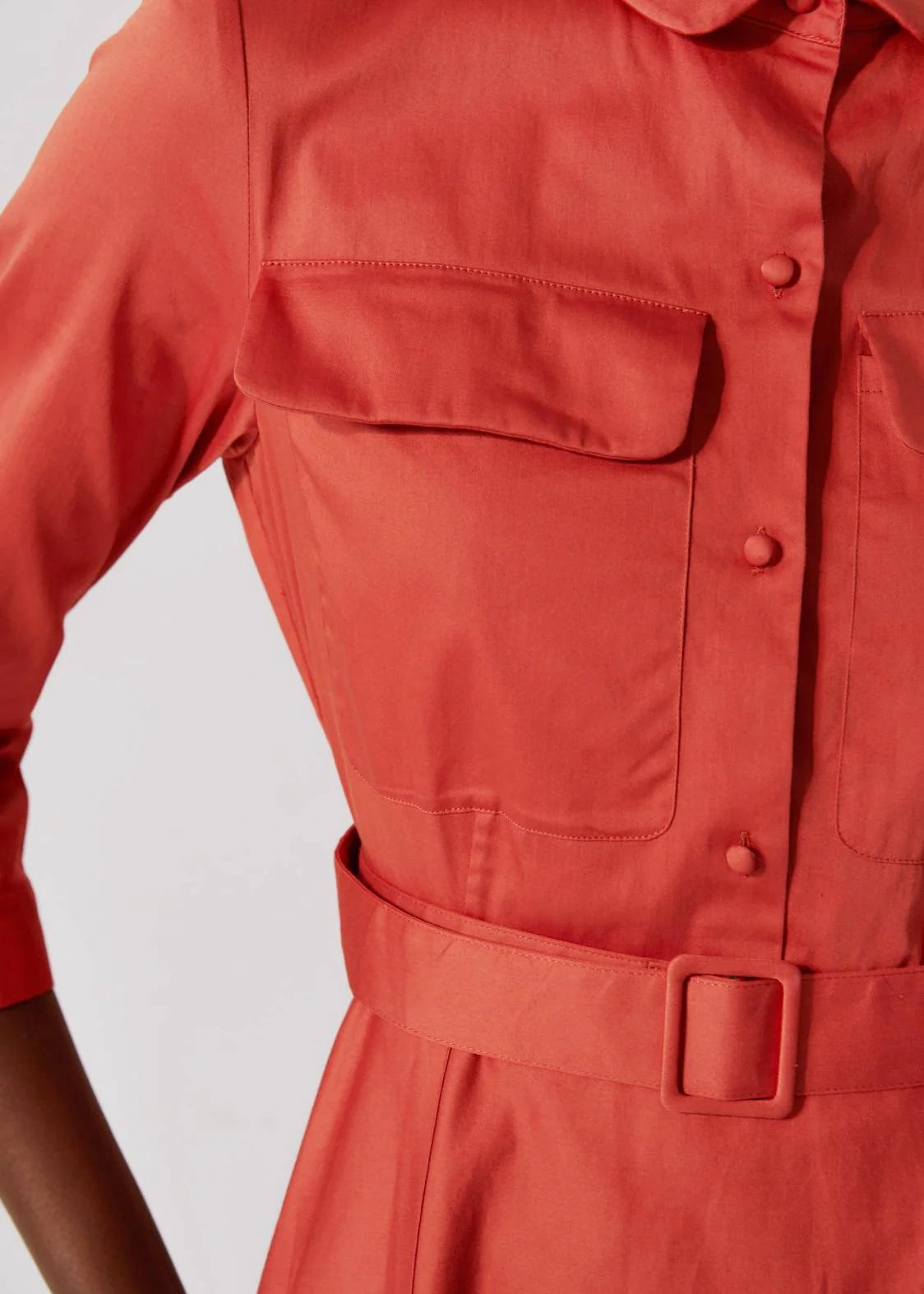 Robbie Patch Pocket Dress — CORAL
