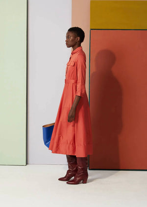 Robbie Patch Pocket Dress — CORAL