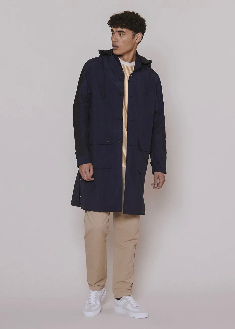 Hooded Mac Coat — NAVY