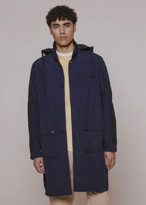 Hooded Mac Coat — NAVY