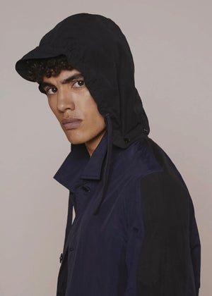 Hooded Mac Coat — NAVY