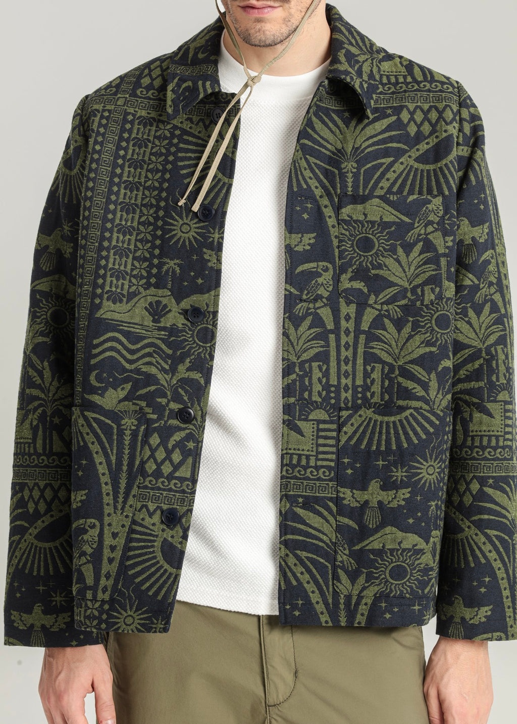 Vaco Printed Jacquard Jacket — NAVY
