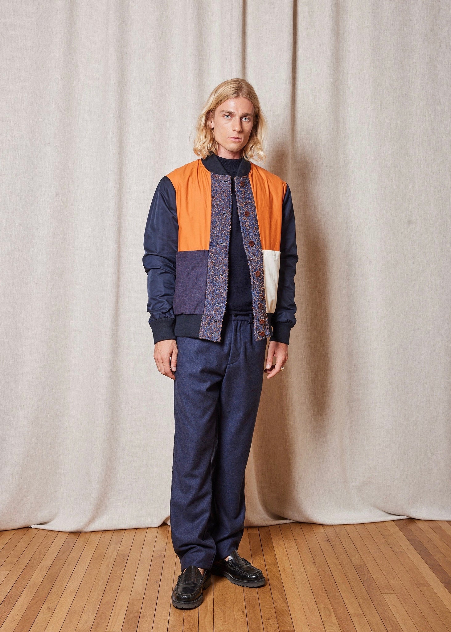 Kappa Buckle Reversible Jacket — NAVY / ORANGE