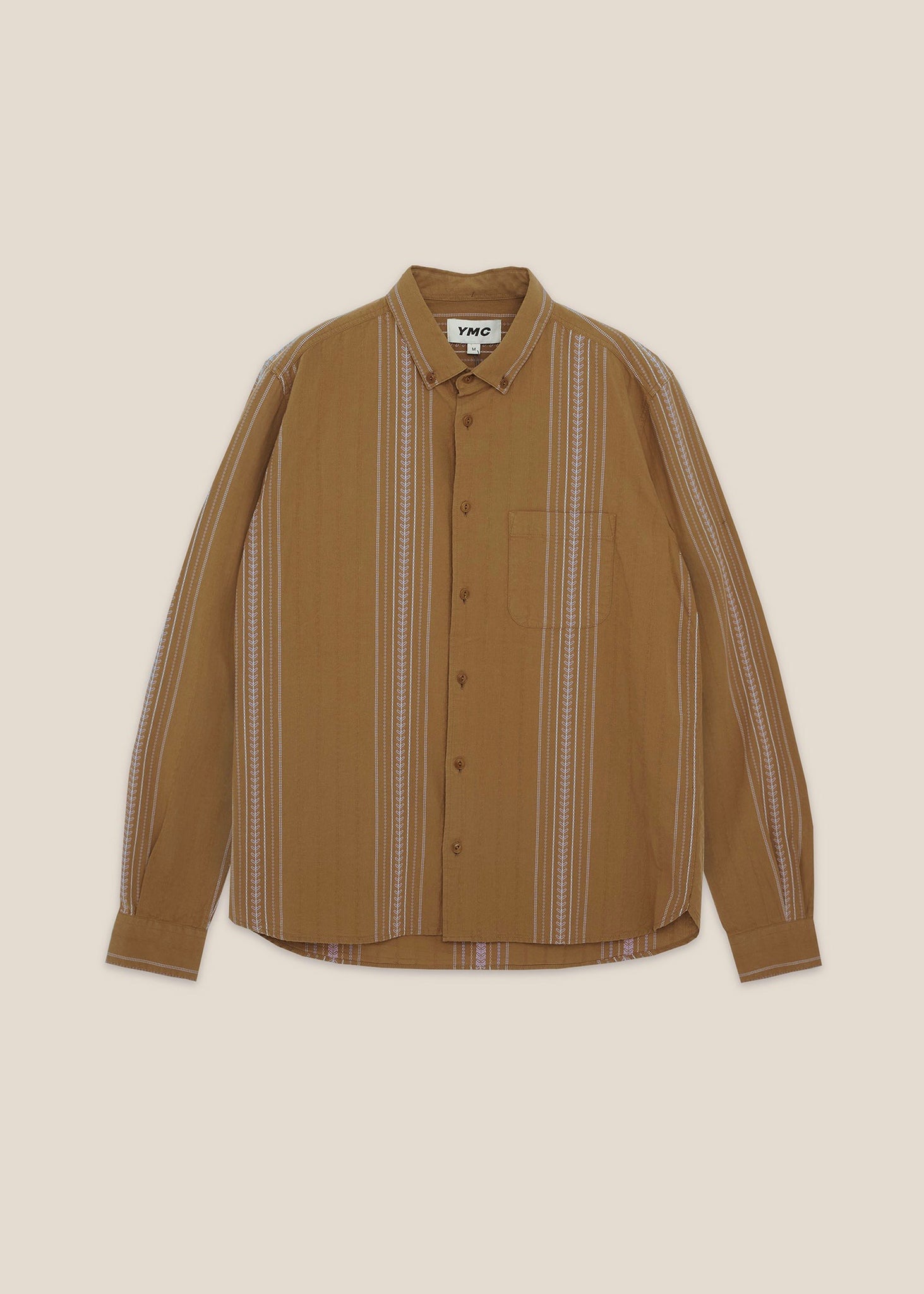 Dean Embroidered Jacquard Shirt — CAMEL