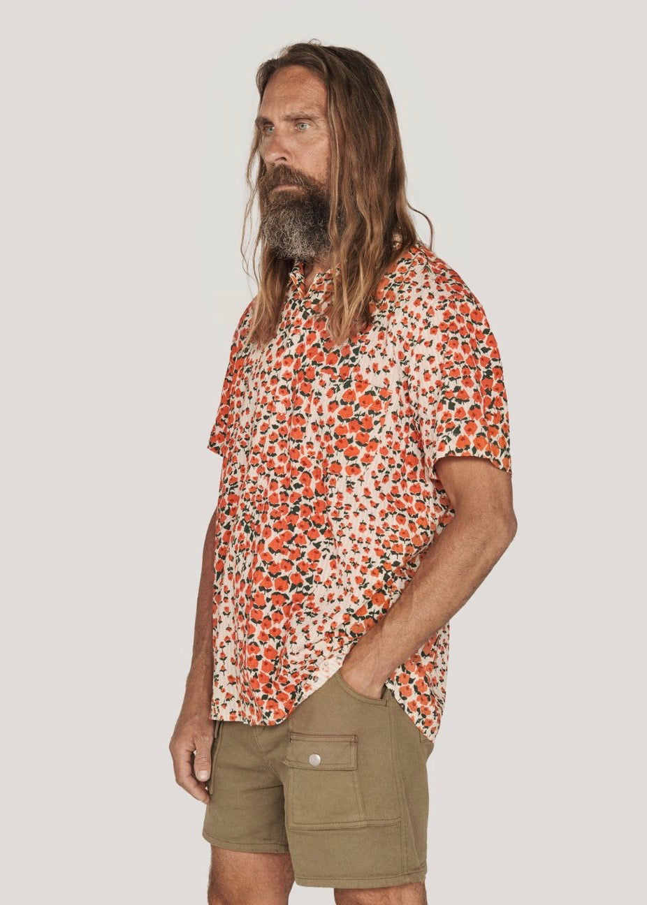 Malick Shirt Floral — ORANGE