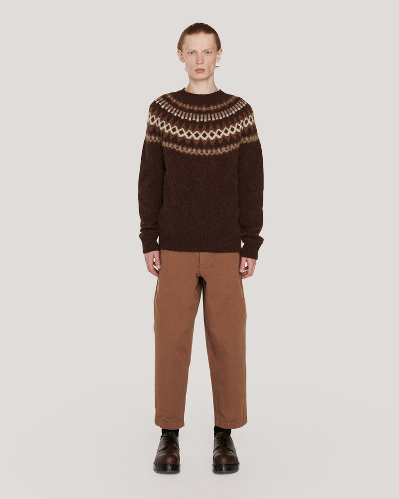 Suedehead Fairisle Crew Knit Brown Multi