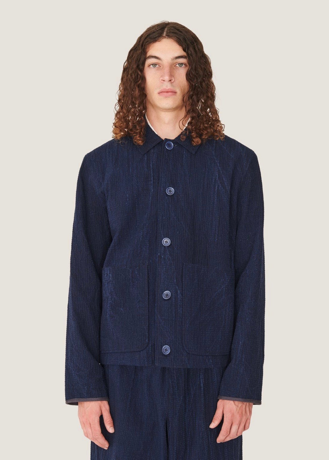 Groundhog Seersucker Jacket — NAVY