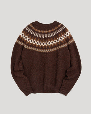 Suedehead Fairisle Crew Knit Brown Multi