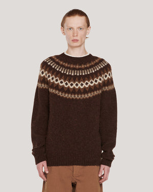 Suedehead Fairisle Crew Knit Brown Multi