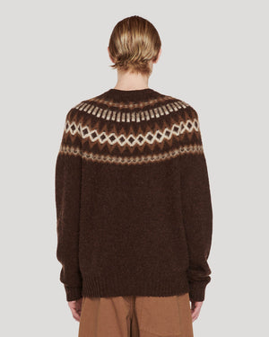 Suedehead Fairisle Crew Knit Brown Multi