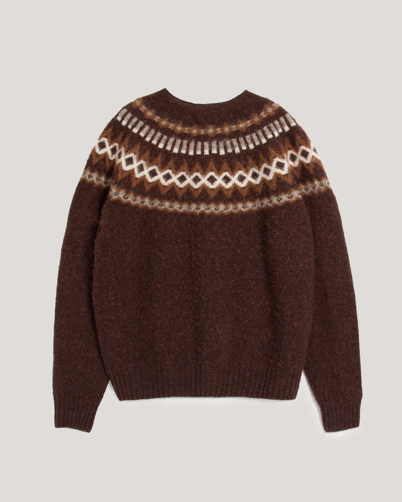 Suedehead Fairisle Crew Knit Brown Multi