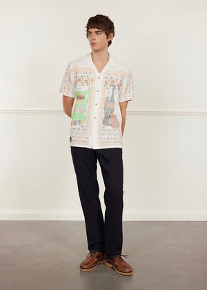 Meal Deal Tapestry Cuban Shirt — BEIGE / MULTI