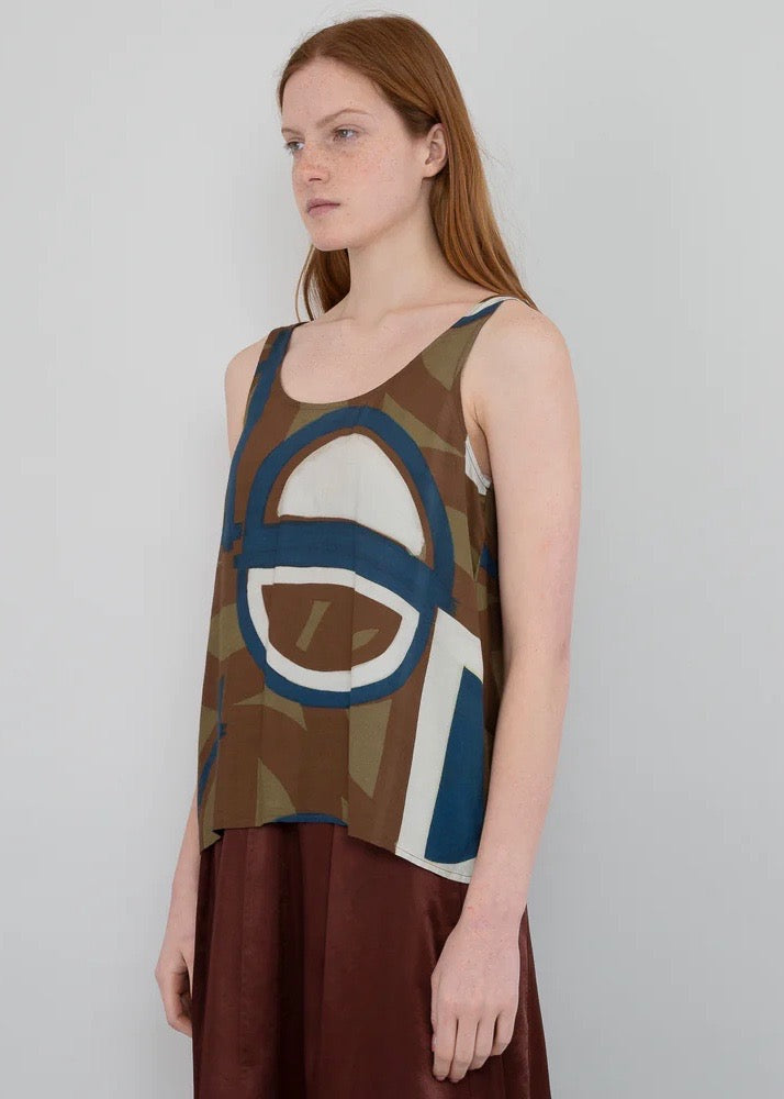 Scoop Back Vest — BROWN / BLUE