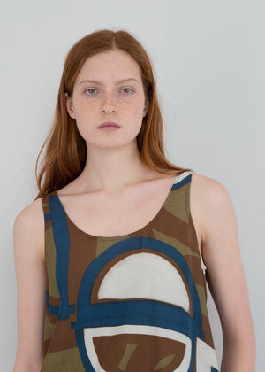 Scoop Back Vest — BROWN / BLUE