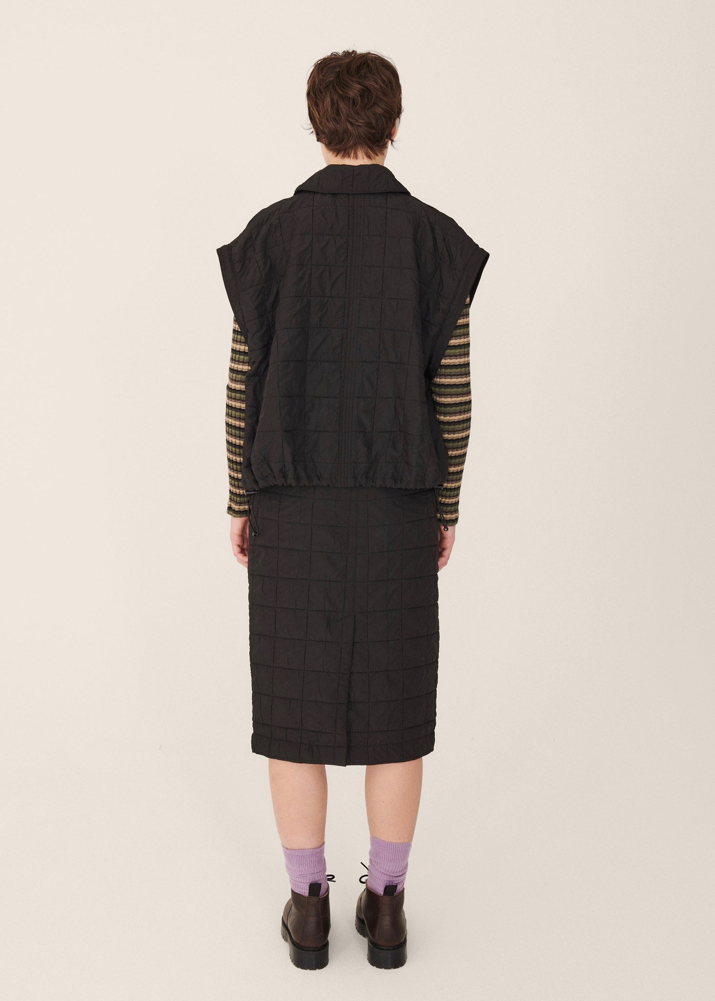 Alina Wadded Skirt — BLACK