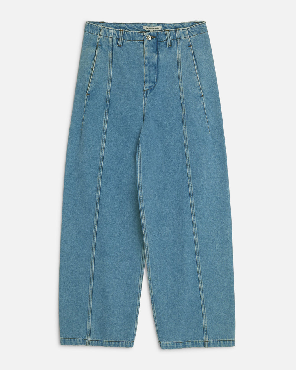 Displaced Seam Unisex Jeans — BLUE