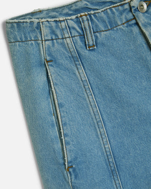 Displaced Seam Unisex Jeans — BLUE