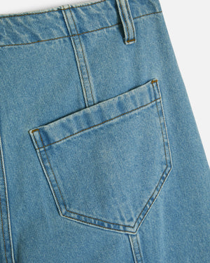 Displaced Seam Unisex Jeans — BLUE