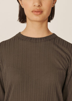 Triple Sheer Jersey T Shirt — BROWN