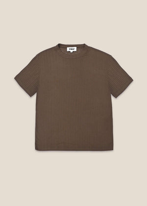 Triple Sheer Jersey T Shirt — BROWN