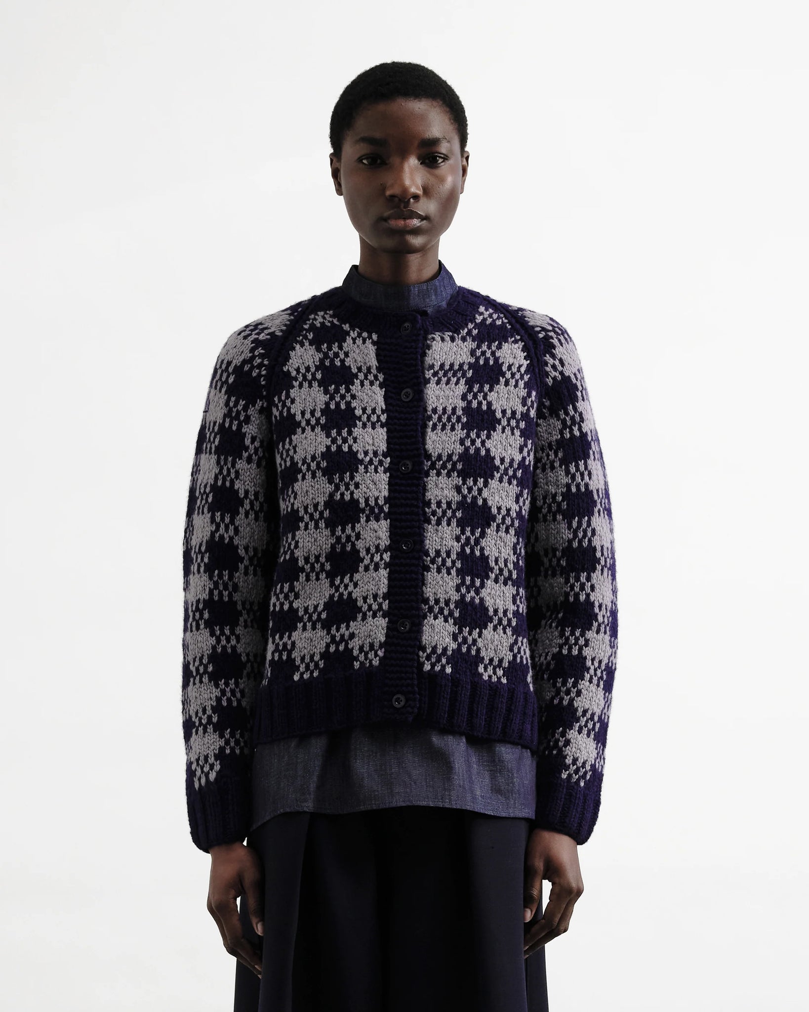 Atomic Cardigan — NAVY / GREY