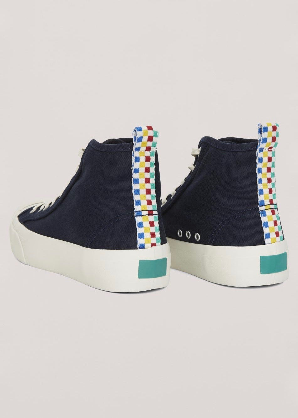 Tape Heel Wing Tip Boot — NAVY MULTI